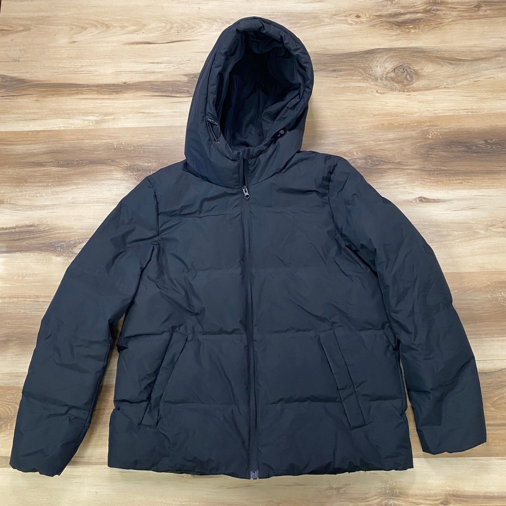 Cole Haan Signature Puffer Jacket Size M Down Blend Hooded Quilted Coat Black